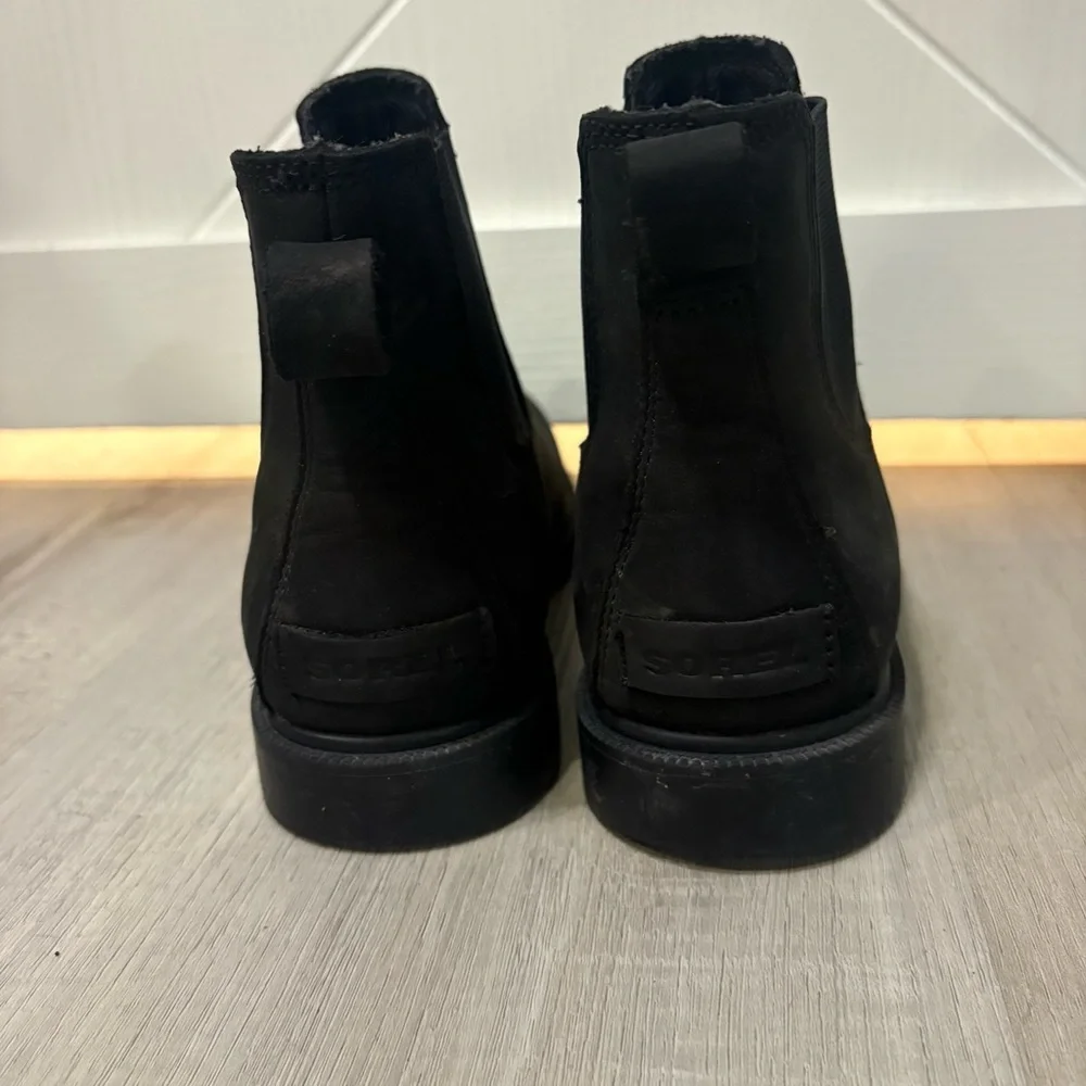 SOREL Ainsley Chelsea Black Waterproof Leather Ankle Winter‎ Boot Size 6 Women's - Picture 3 of 8
